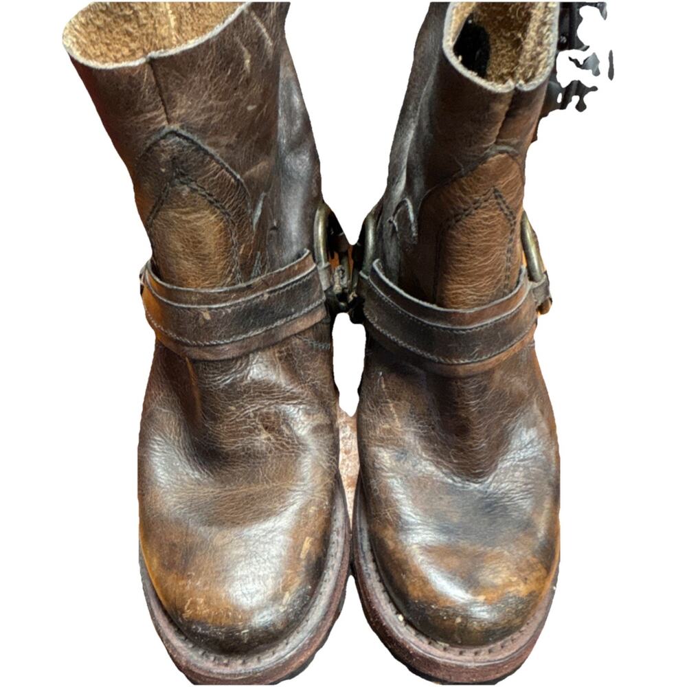 Women’s Freebird Brown Leather Western Harness Boots Metal Ring Size 6 - Picture 2 of 6